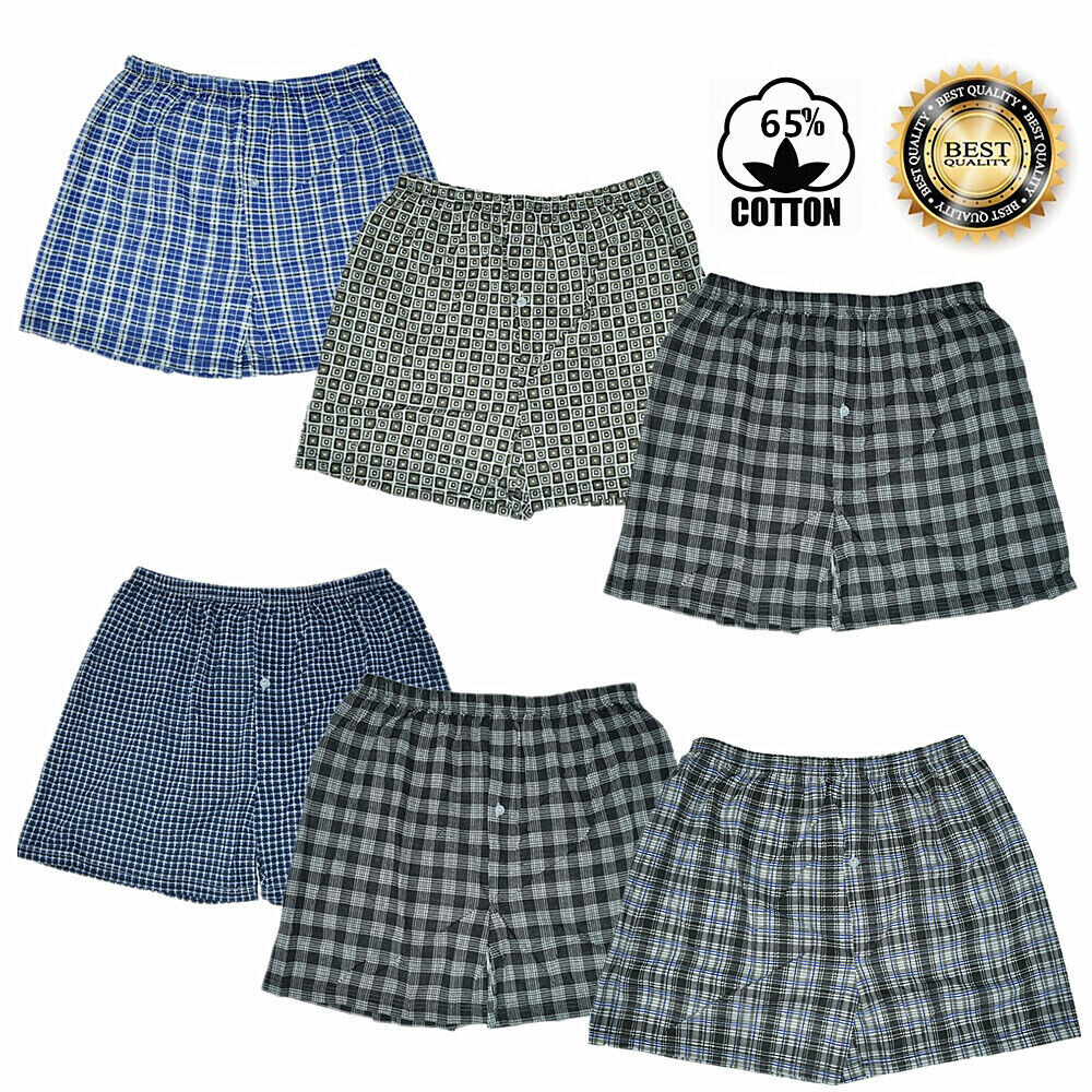 3 Pack For Men Boxer Shorts Briefs Underwear Trunk Plaid Cotton Blend Size M-2XL