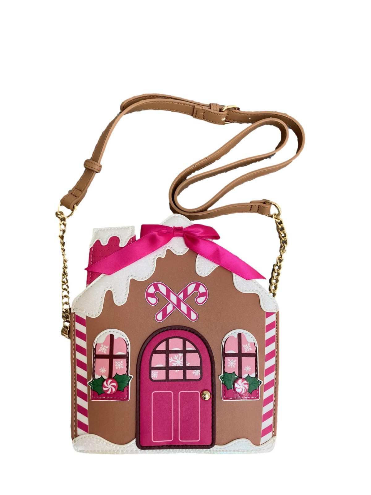 Betsey Johnson XO Holiday Kitsch Christmas Gingerbread House 3D Mints Crossbody