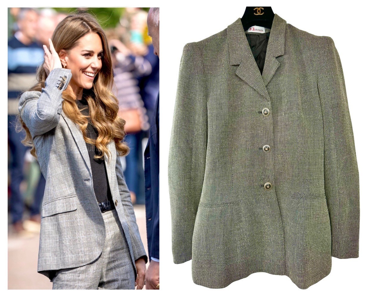 Karl Lagerfeld Vintage 1996 Gray Tweed Jacket 38 40 6 8 Coat CC Logo Buttons M