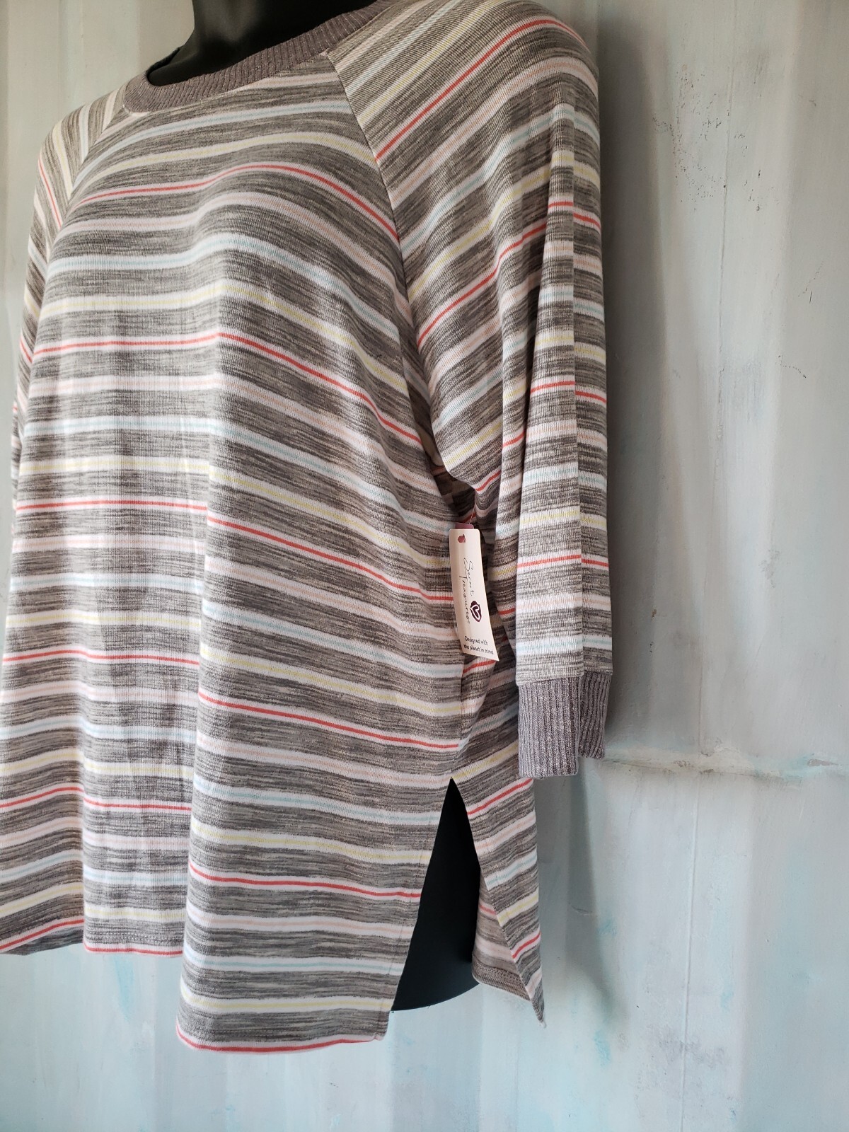 Secret Treasures PJ Top Size L – 3X Gray Multi Color Stripes or Animal Print