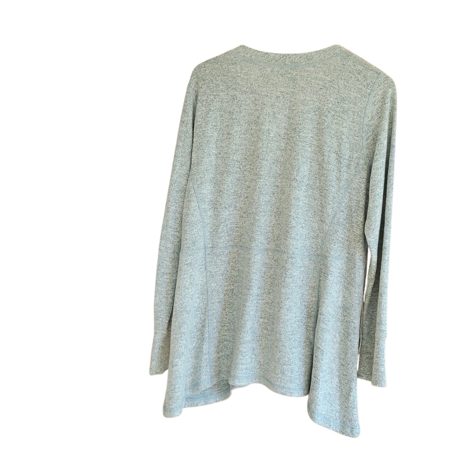 LOGO Lori Goldstein Womens Large Tunic Top Blue Marled Knit Stretch Long Sleeve
