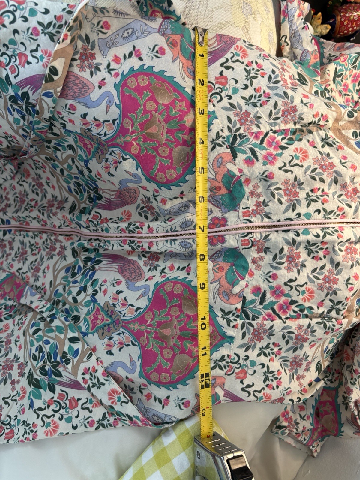 FLASH SALE! Gently worn Sandro Midi dress with Teal & Pink Crane Print. Size 34!