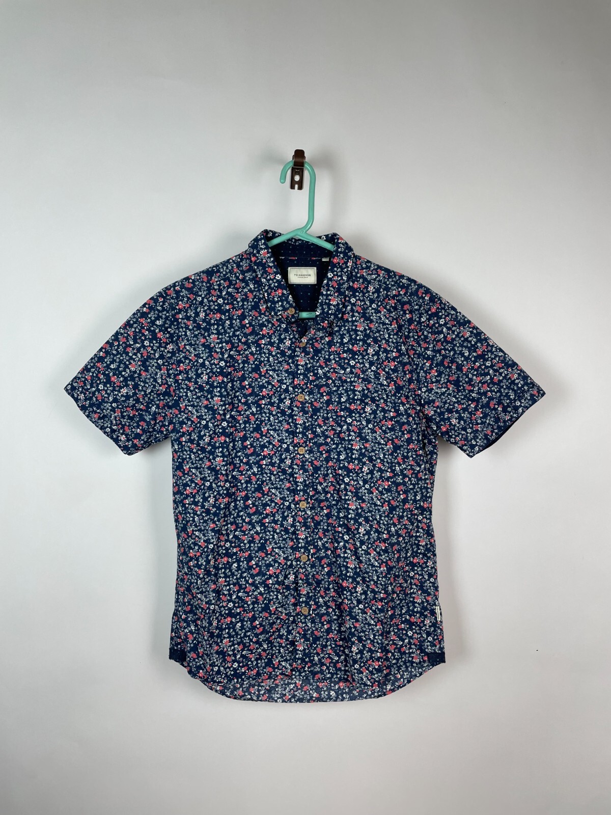 7 Diamonds Shirt Men’s Floral flip cuff Blue SS Shirt M