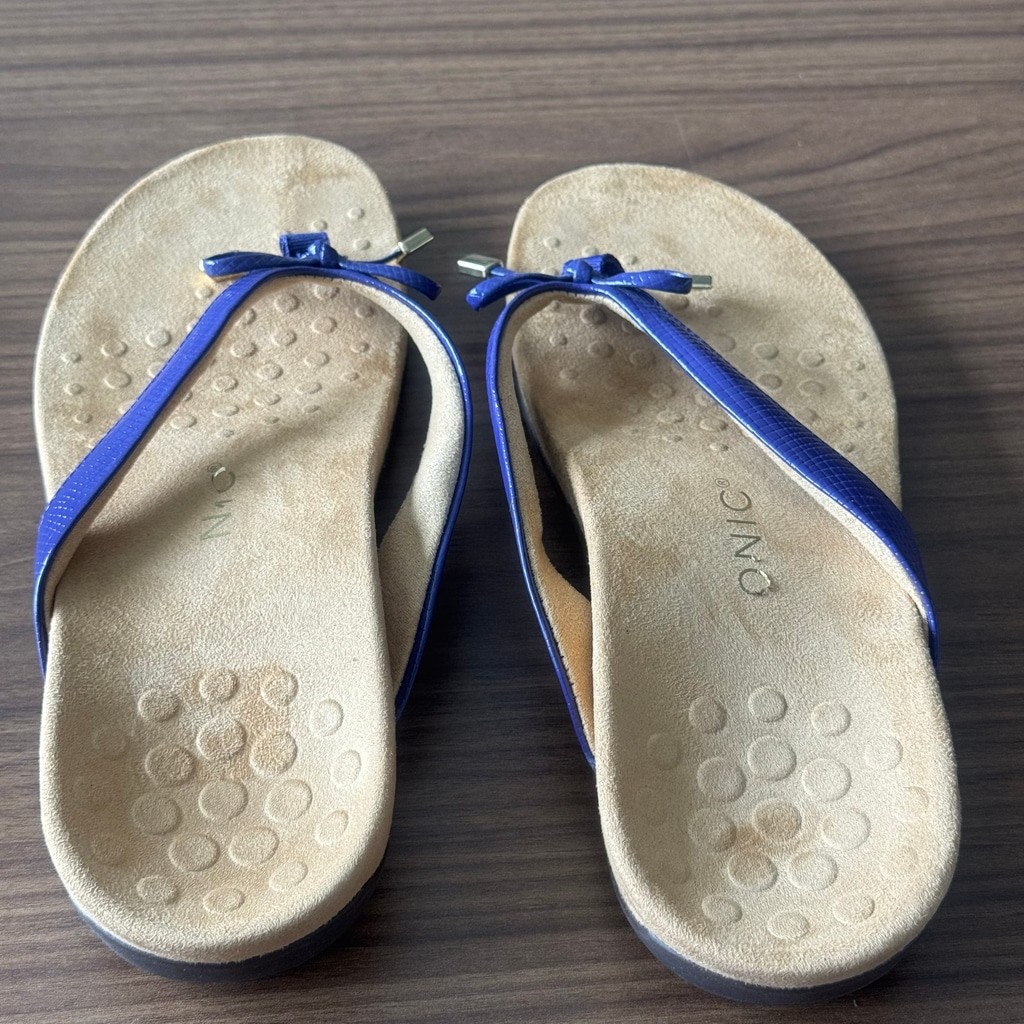 Vionic Bella II Lizard Blue Bow Thong Flip Flop Sandals Women’s US 7.5 Orthotic