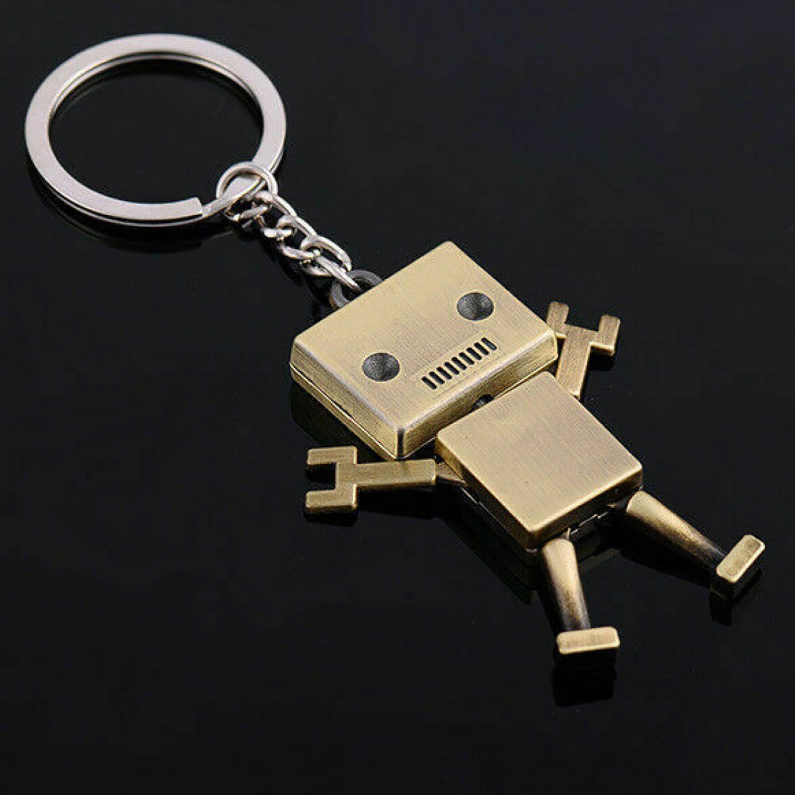 1*Cute Movable Metal Robot Keychain Keyring Key Chain Ring Bag Purse Pendant A
