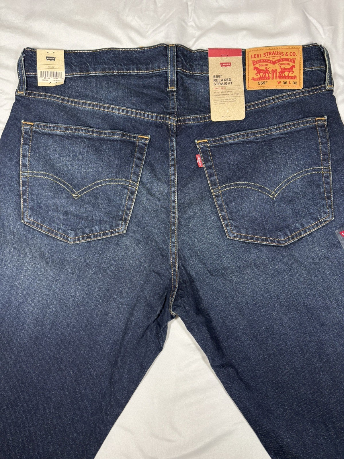NWT Levi’s 559 Relaxed Straight Fit Stretch Rugged Blue Denim Jeans Mens 36×32