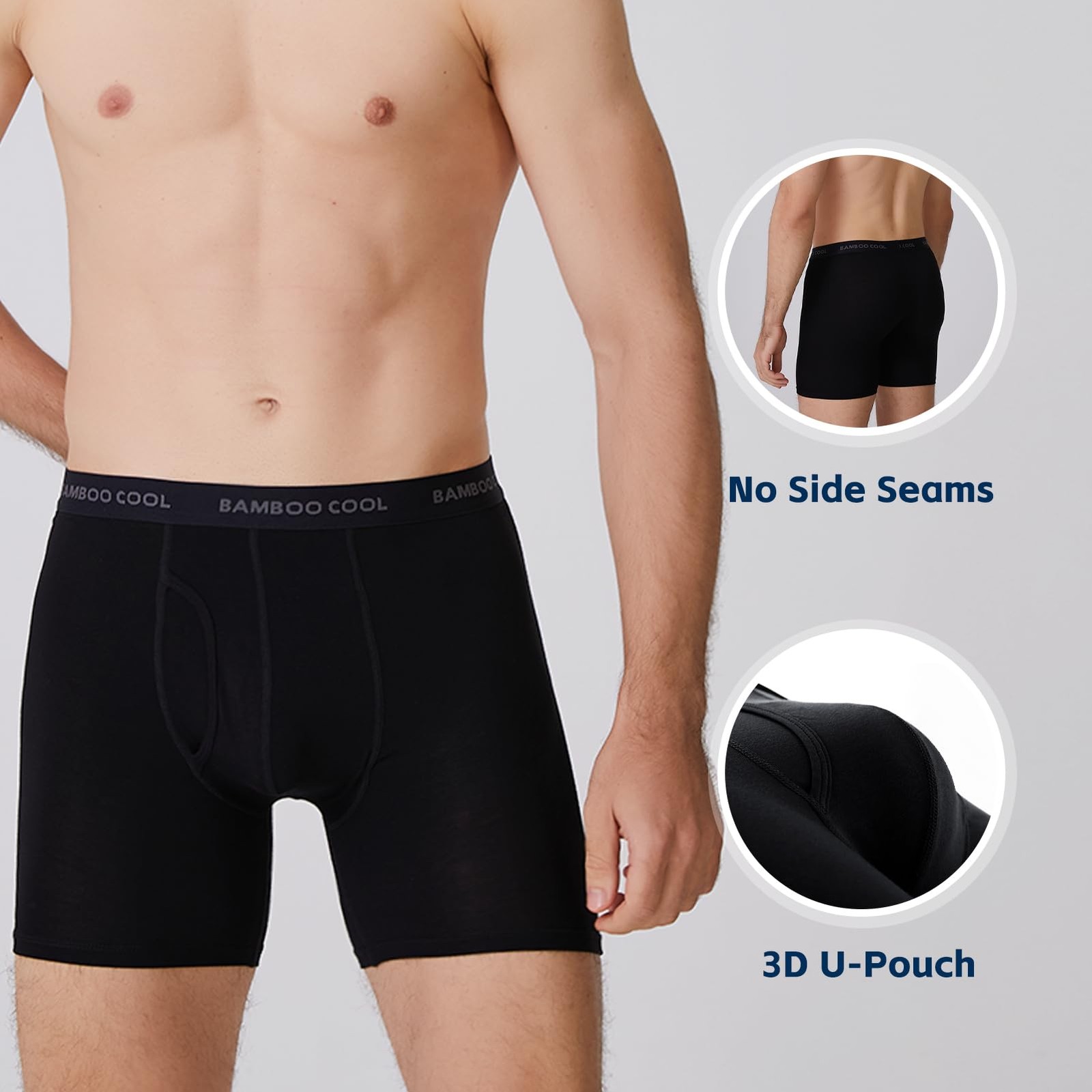 BAMBOO COOL Men’s Ultra ComfortSoft Underwear, 3X-Large, 17-black (5 Pack)