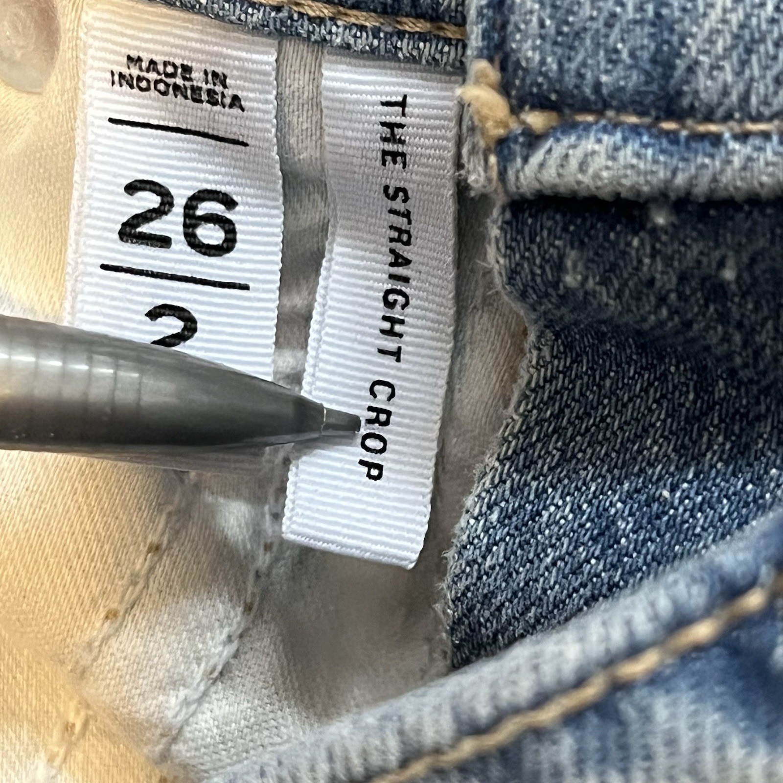 LOFT The Straight Crop Jeans Size 26/2 Blue Denim Distressed Fringe Frayed Hems