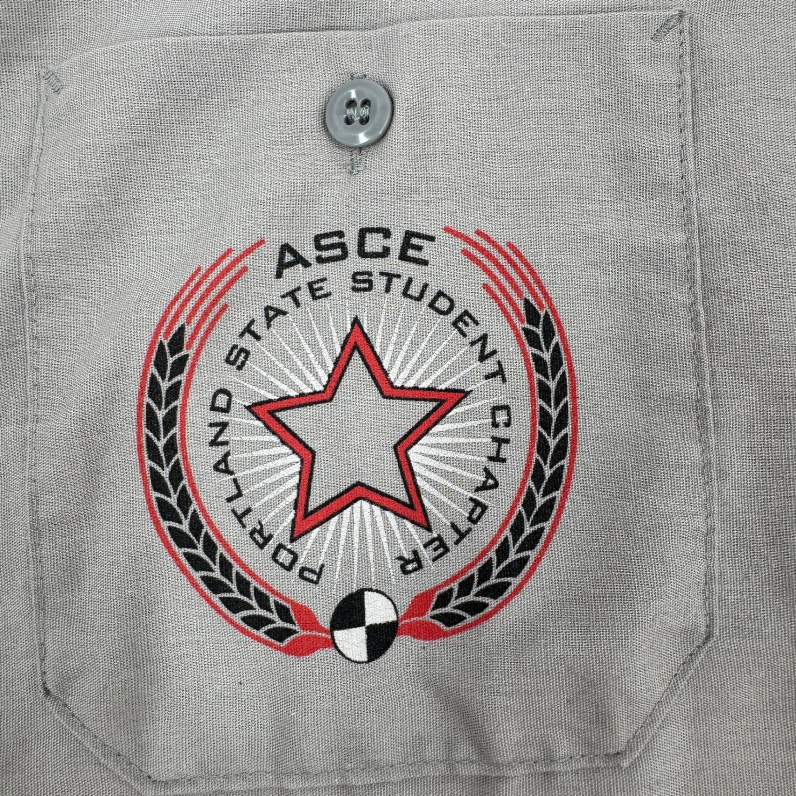Red Kap Mens Grey Portland State University ASCE Work Shirt Large SP24SV4