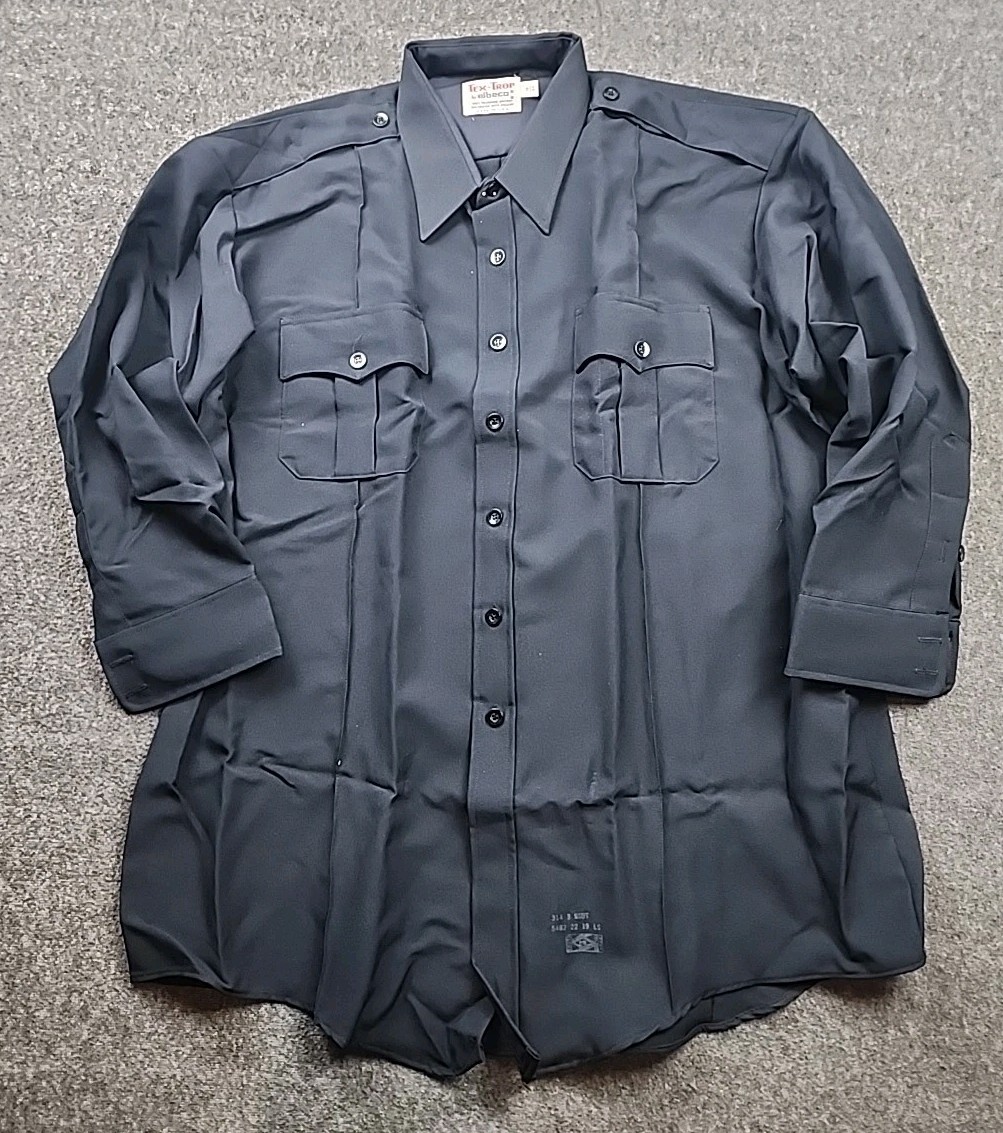 Tex-Trop Elbeco Navy Blue Police Security Uniform Shirt Long Sleeve USA Made New