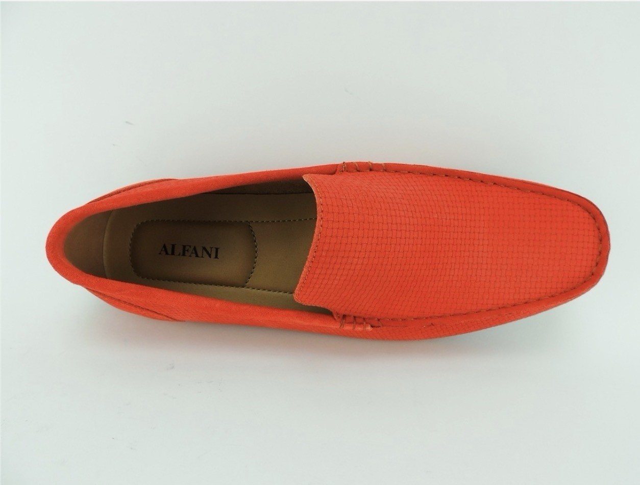 Alfani Men’s Kendric Textured Drivers Orange Suede Size 10 M