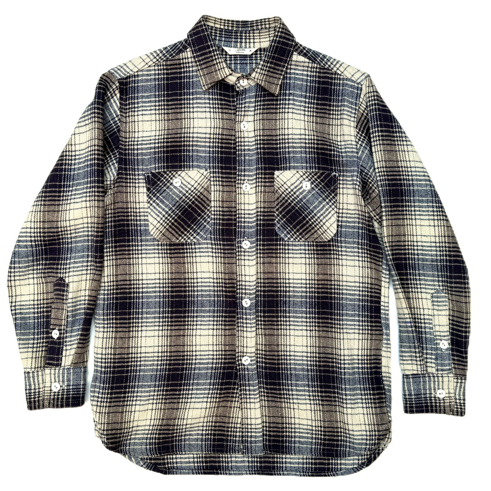 3Sixteen Brown Plaid Flannel Button Down Work Shirt Size M Medium