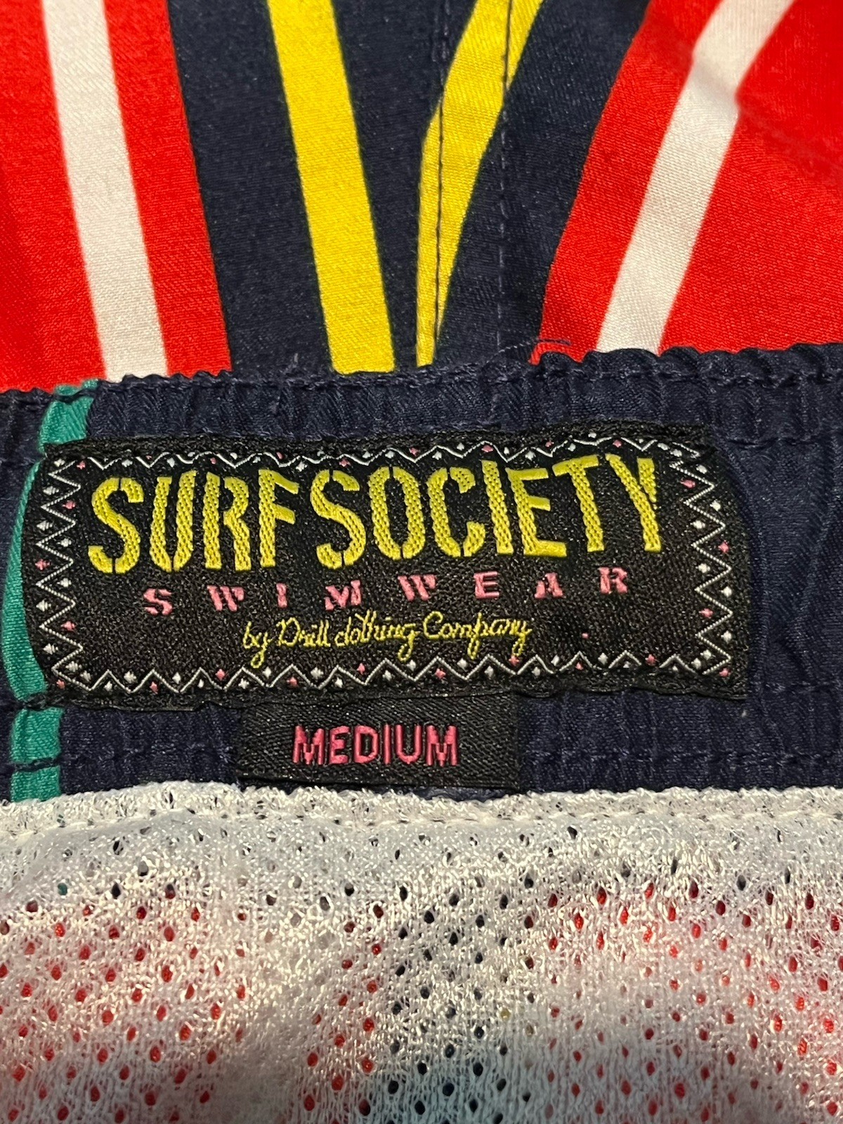 Surf Society Swim Trunks Mens M Lined Striped Multicolor Preppy