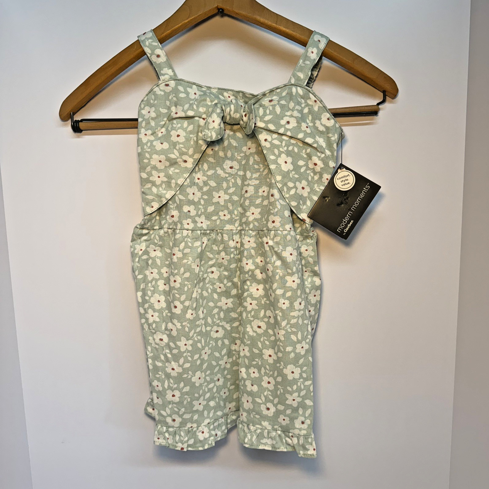 Gerber toddler Girls Romper with Floral Print NWT 4T Month Green Summer Comfy