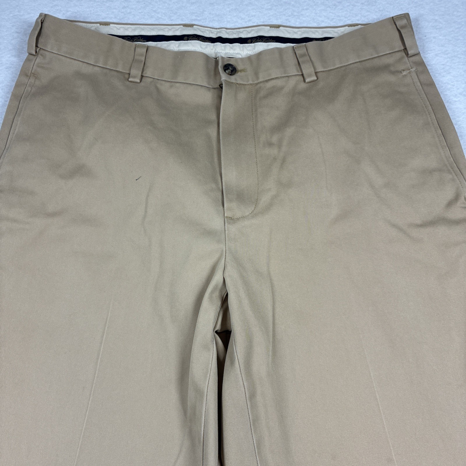 Brooks Brothers Clark Advantage Flat Front Tan Cotton Chino Pants 35X34 Preppy