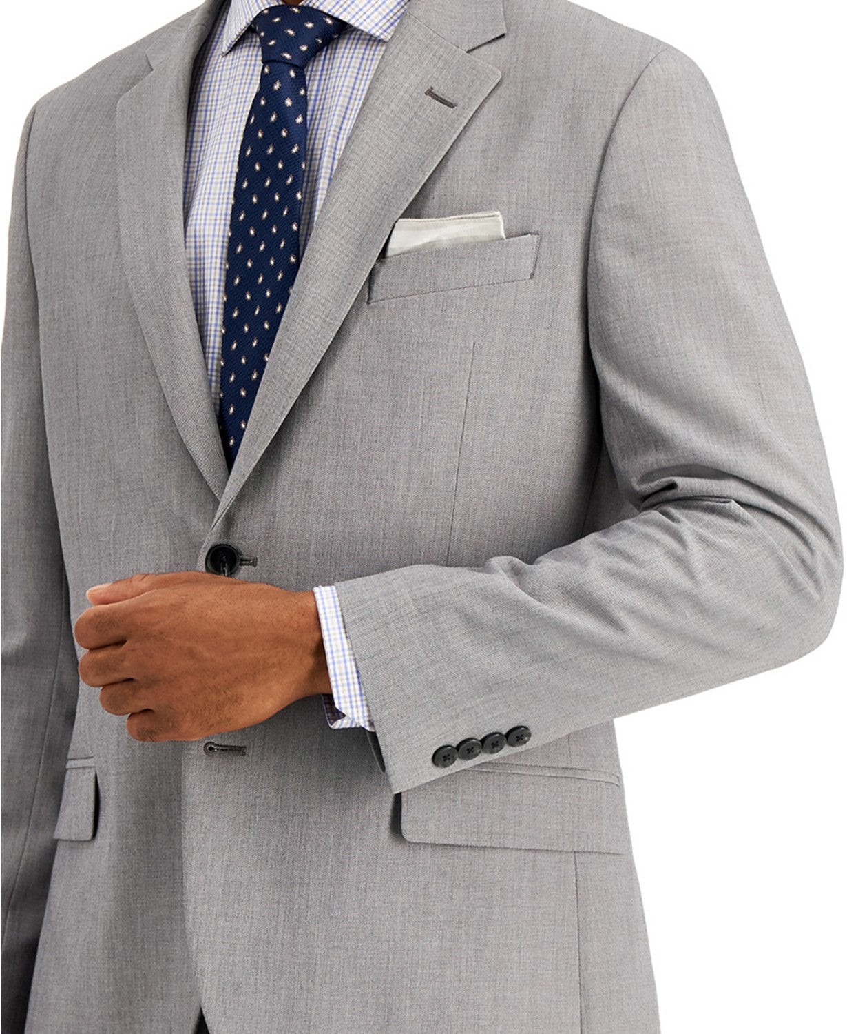 Nautica Mens Modern Fit 2 Piece Suit 46 R / 40 Waist Light Grey Solid Stretch