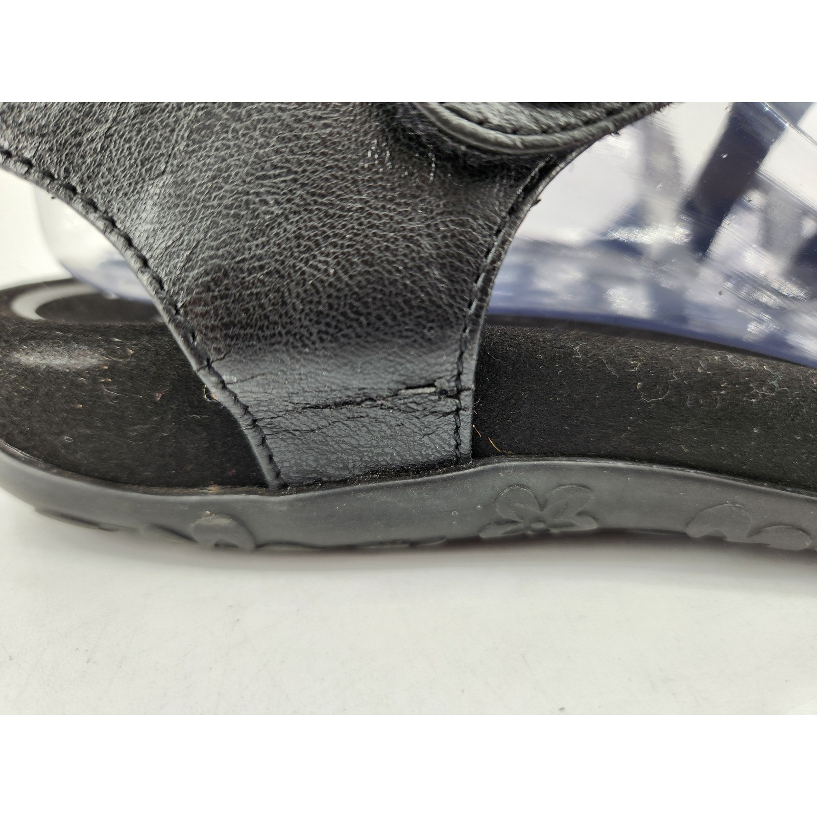 Aetrex Jess Strap Sandals Womens 9-9.5 Black Metallic Strappy Comfort SE210W