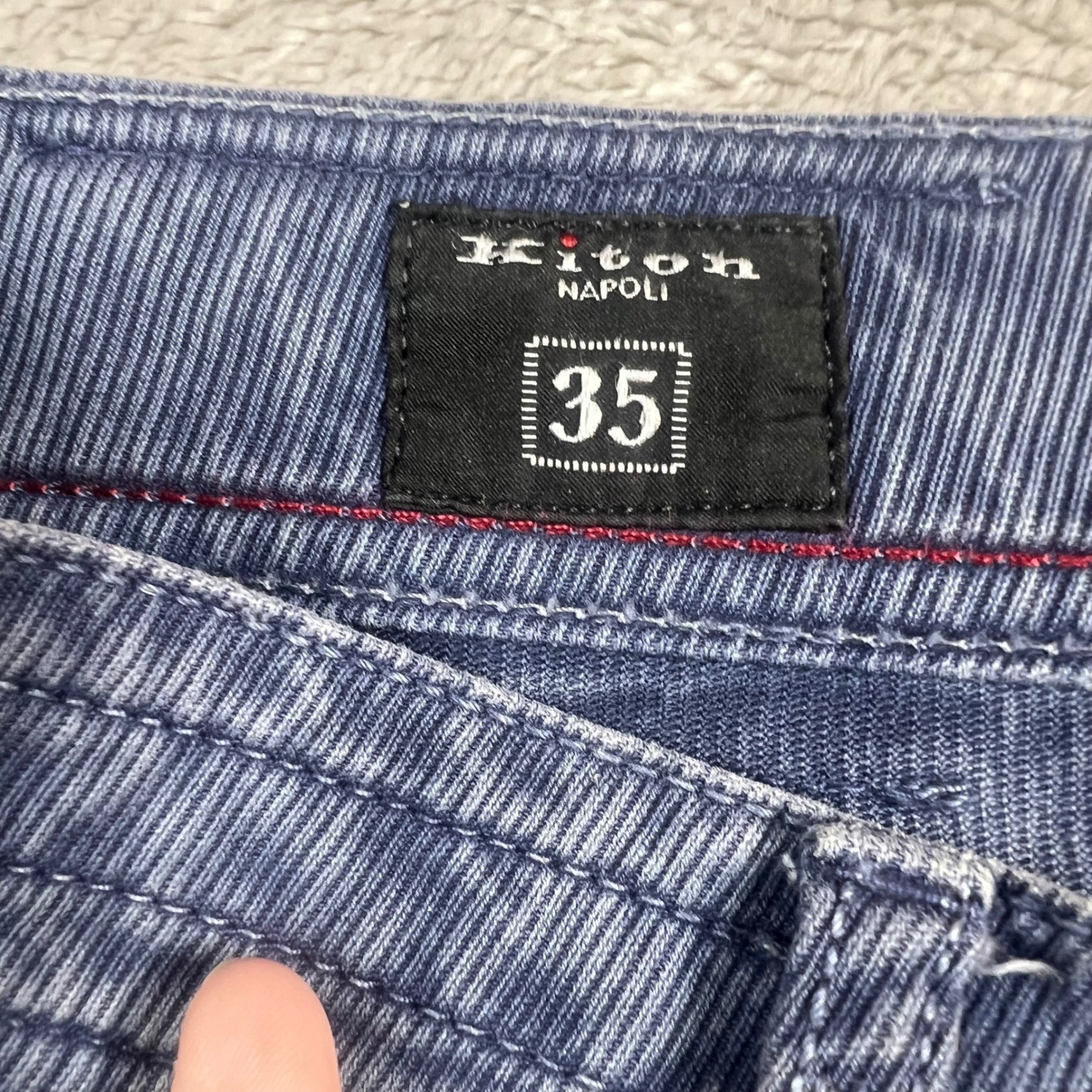 Kiton Napoli Mens 35 Corduroy Pants Blue Made in Italy Fine Wale Trousers