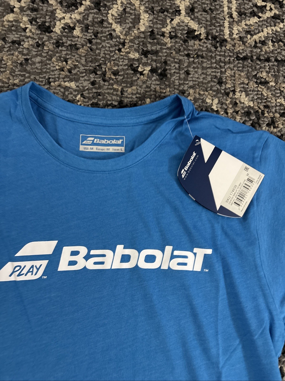 Babolat Exercise Men’s MED Tee Shirt Blue Aster Heather Tennis Pickleball NEW