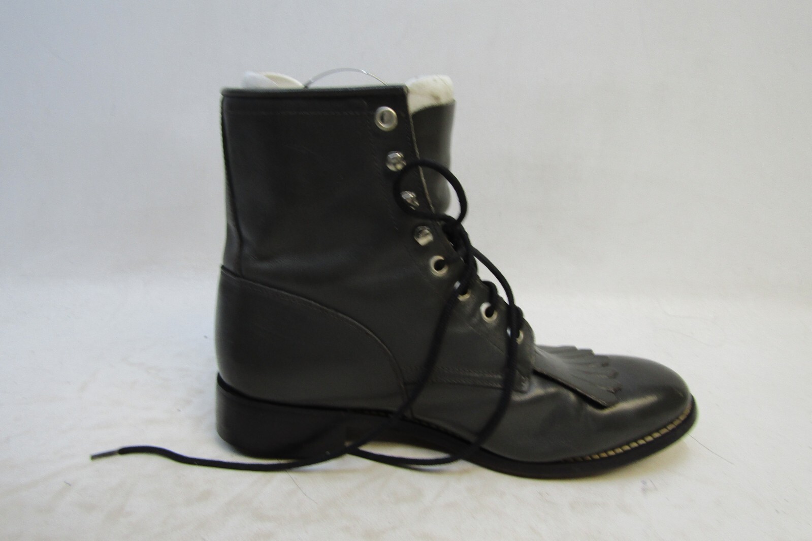 JUSTIN Mens Size 6 D Gray Leather Lace up Kilt Roper Western Cowboy Boots