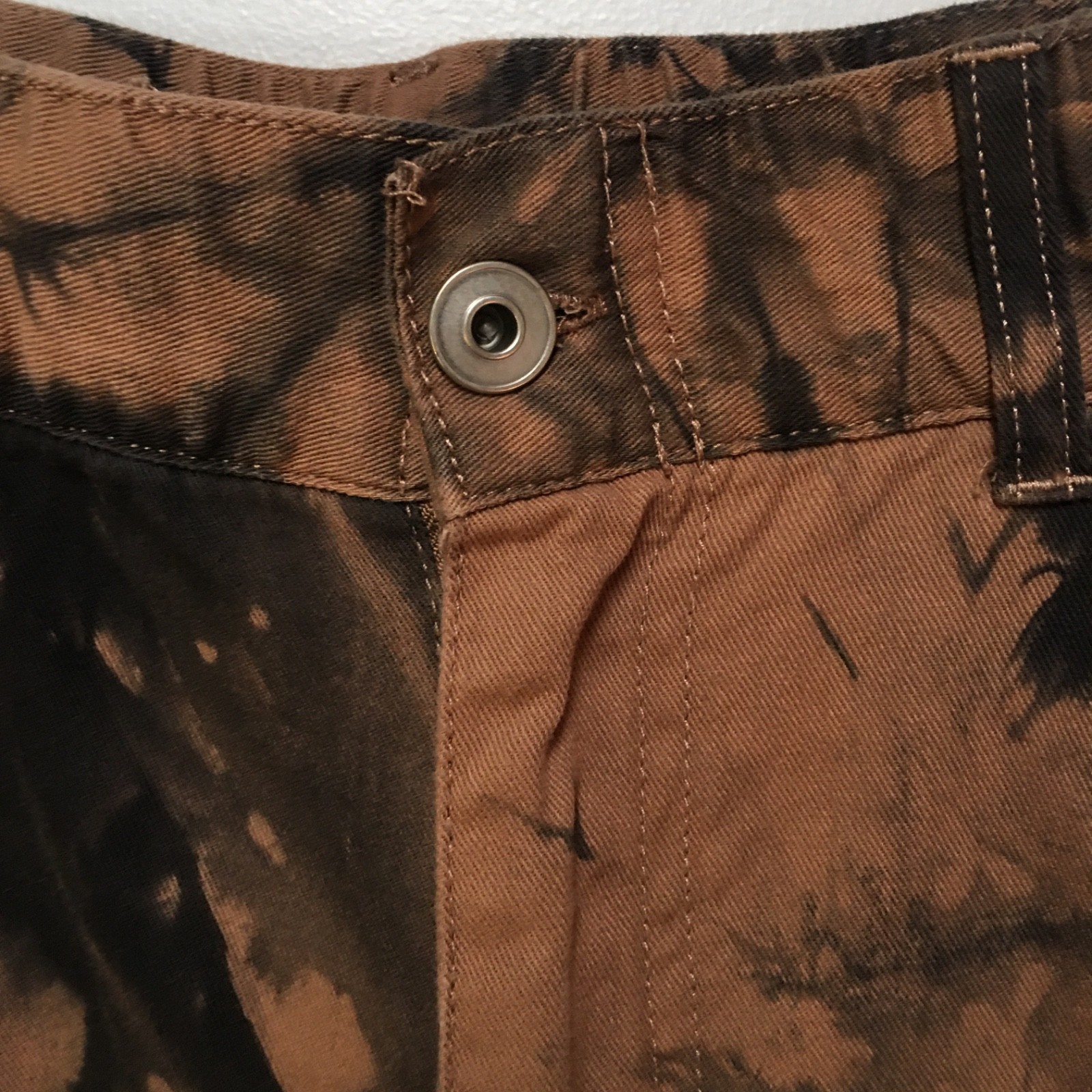 Rue21 Women L Pants Jogger Cargo Brown Tie Dye Carpenter Loop Cotton Hip Hop 90s