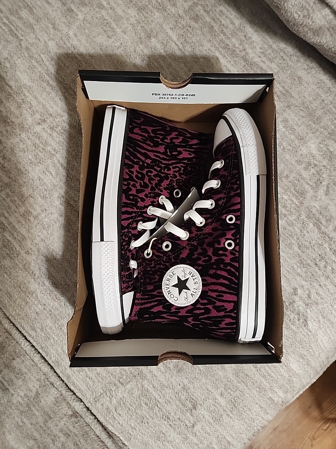 Converse CTAS HI All Star Youth Size 3 High Top Sneakers Black Purple Animal