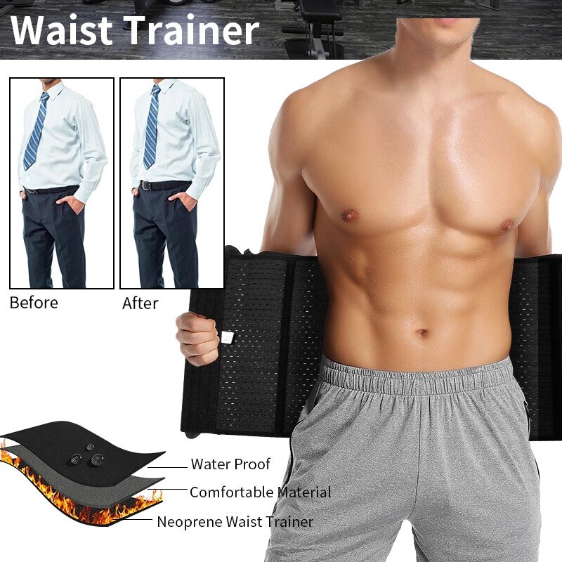 Men’s Waist Trainer Body Shaper Tummy Girdle Belt Belly Fat Burner Corsets S-3XL