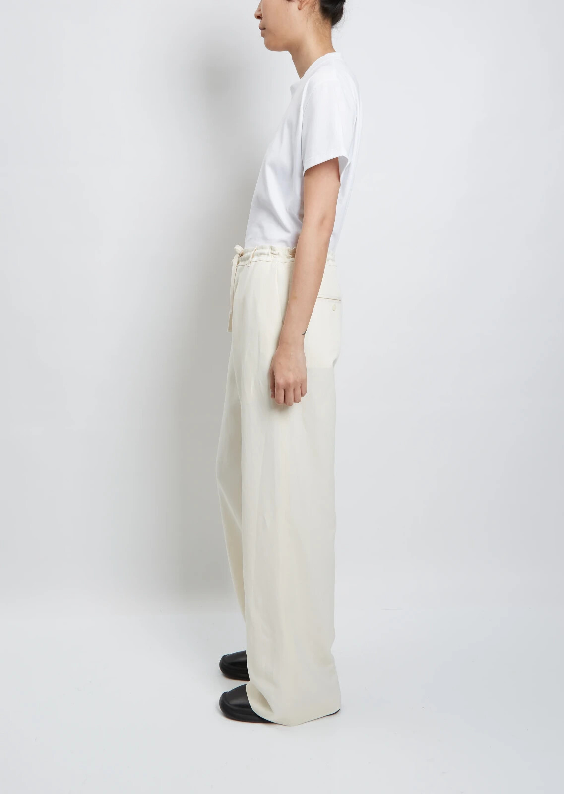 New $1290 The Row Dandy Silk & Linen-Blend Wide Leg Pants in Ivory sz 2/XS