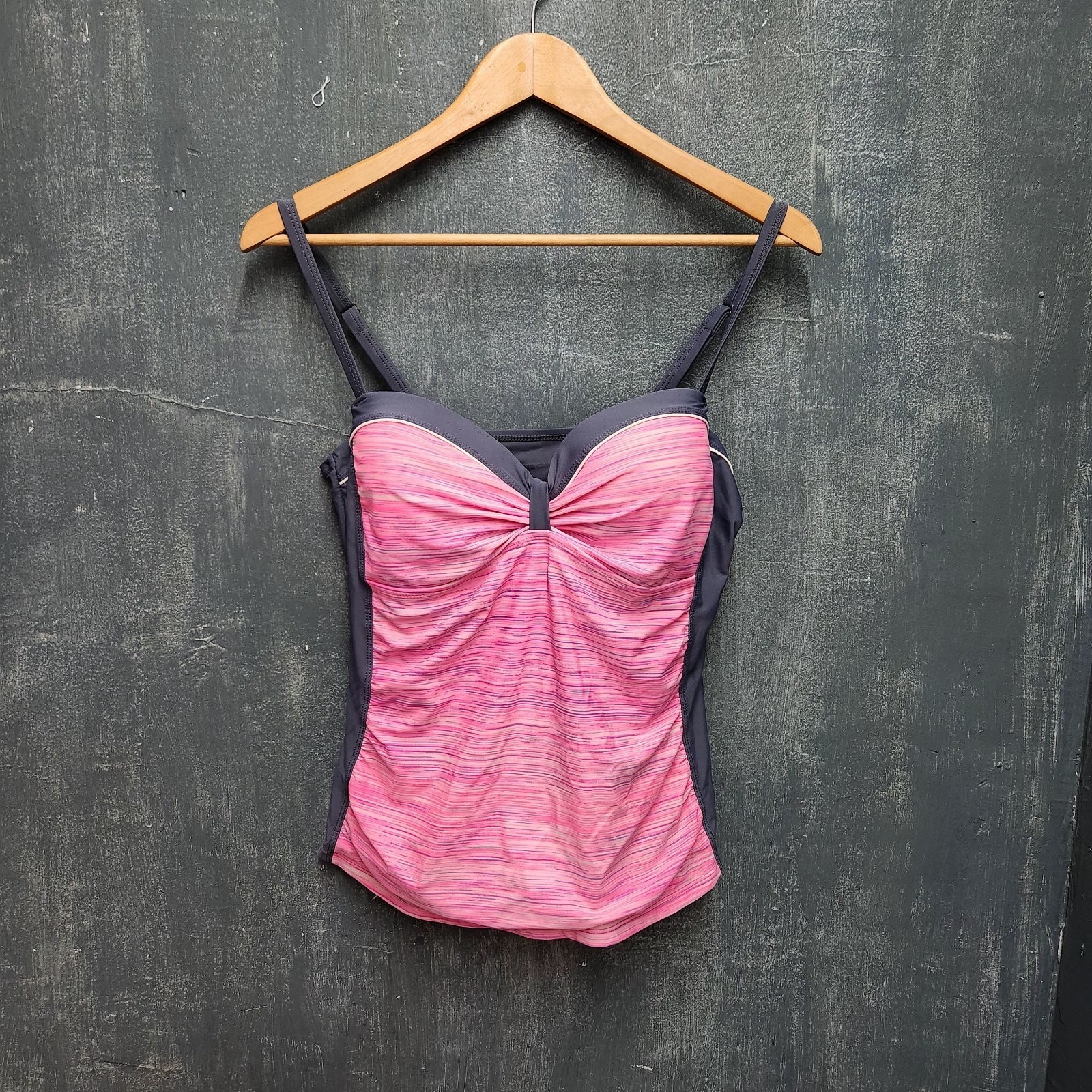 Free Country Tankini Underwire Swimsuit Top Pinky Steel Size Large