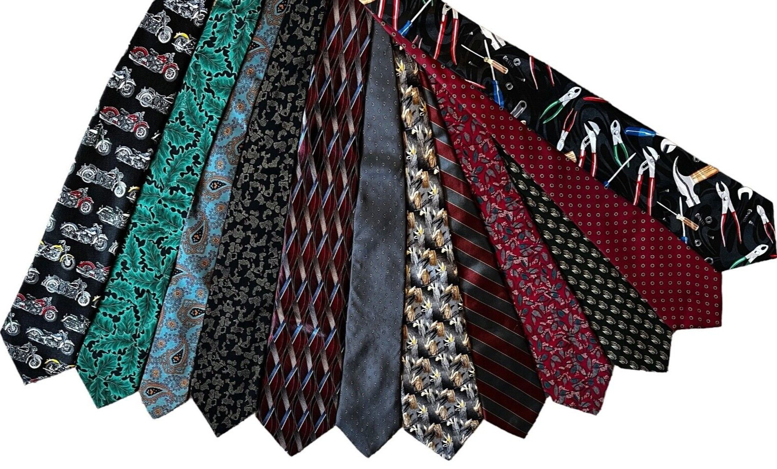 12 Ties for Crafts, Resale or Wear Mixed Lot Vintage-Modern Traditional Novelty