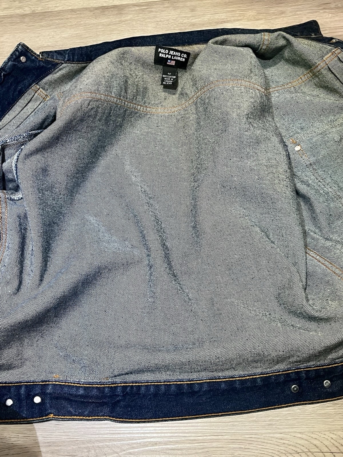Polo Jeans Co By Ralph Lauren Vintage Denim Dark Blue Jean Trucker Jacket, MED