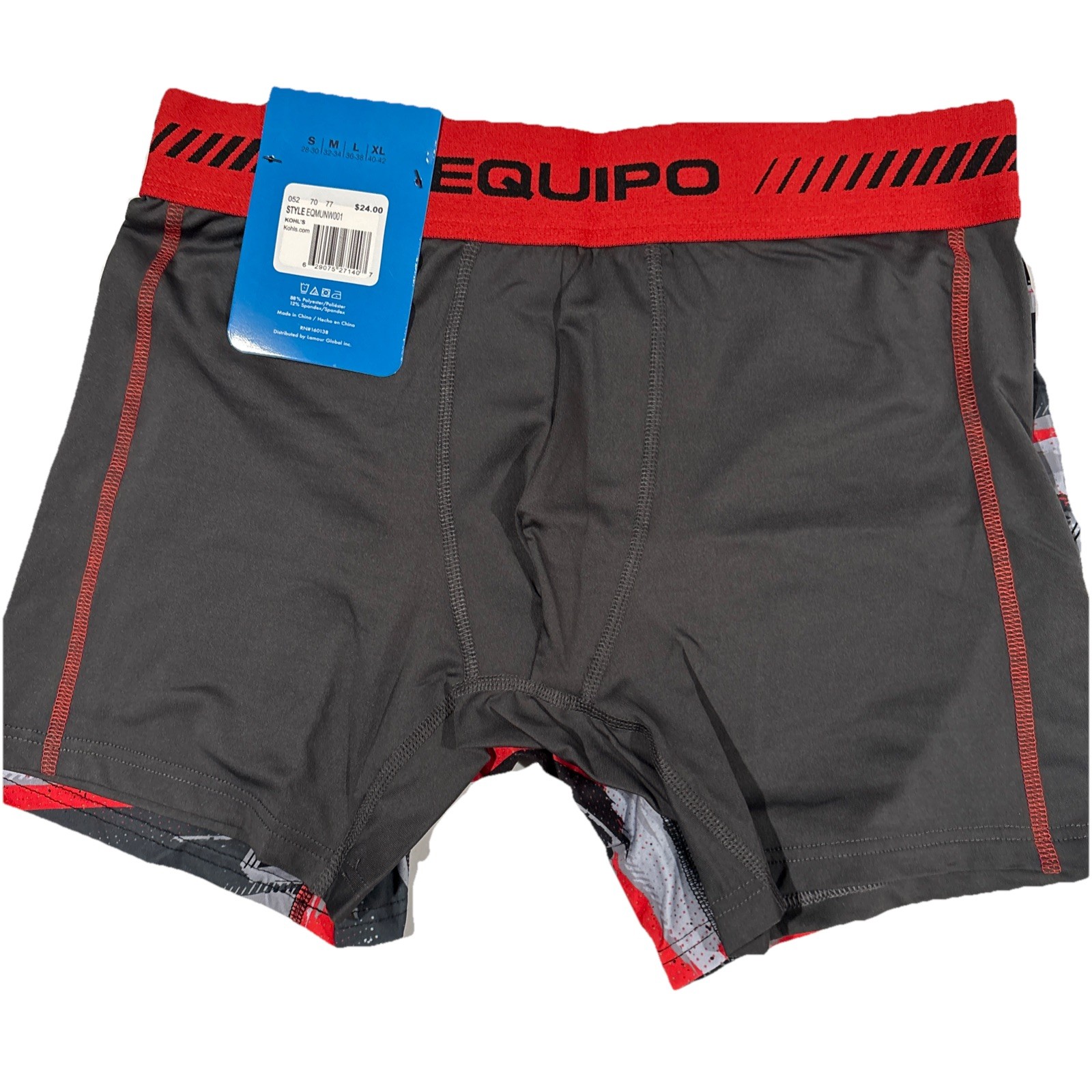 Men’s Equipo 2-pk. Boxer Briefs Size Medium Grey, Black And Red. NWT