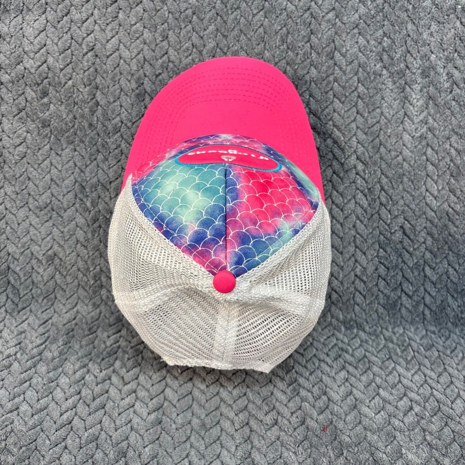 O’rageous Mermaid Scale Trucker Hat Pink Blue Mesh Snapback Baseball Cap