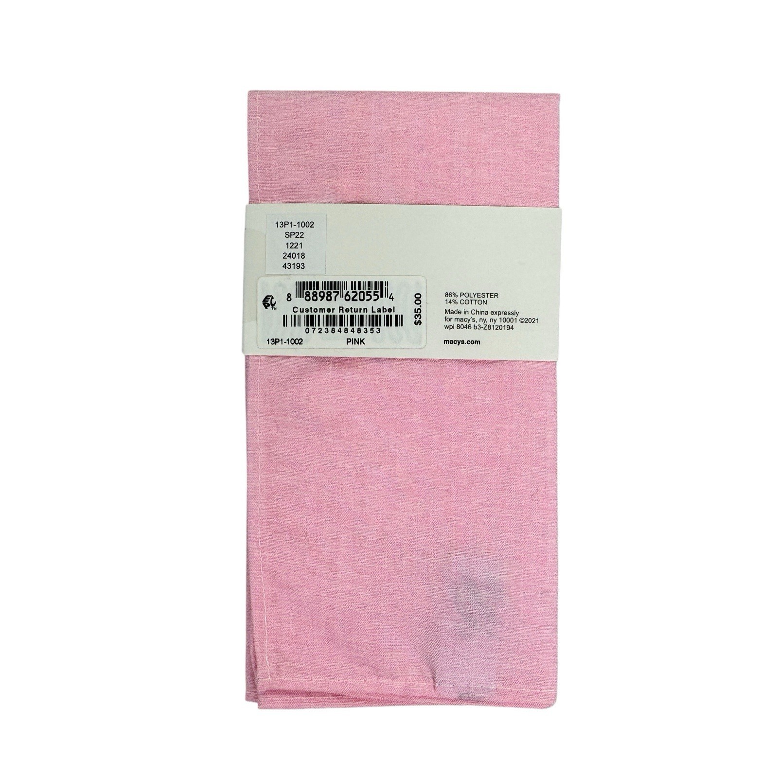 Bar III Mens Beach Solid Pocket Square Pink 12.5″x12.5″