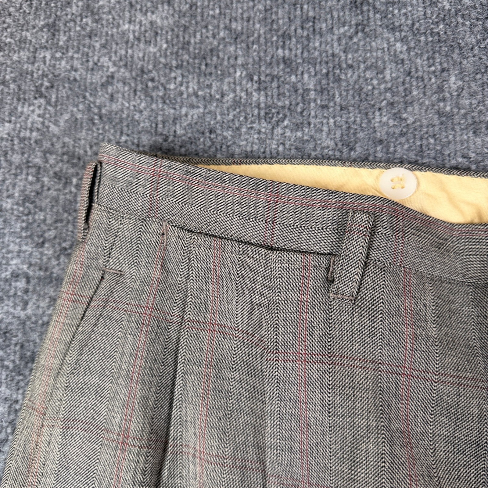 Vintage 50s Drop Loop Pants Mens 32×28 Plaid Wool Talon Zip Pleated Rockabilly