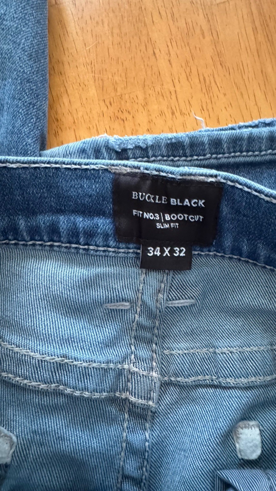 Buckle Black Fit No. 3 Bootcut Slim Fit Jeans 34×32 Distressed Cotton NWOT