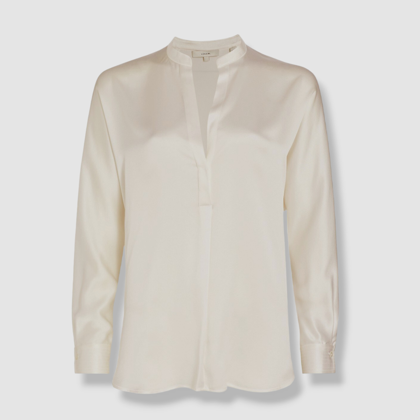 $395 Vince Women’s Ivory Silk Bias-Cut Collared Button-Up Shirt Size XS