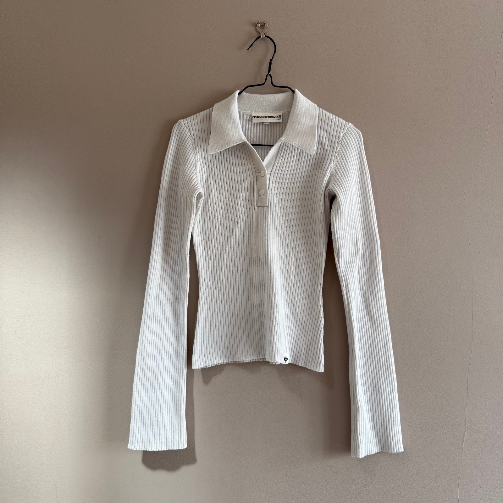 The Couture Club Knitted Ribbed Button Through Top
