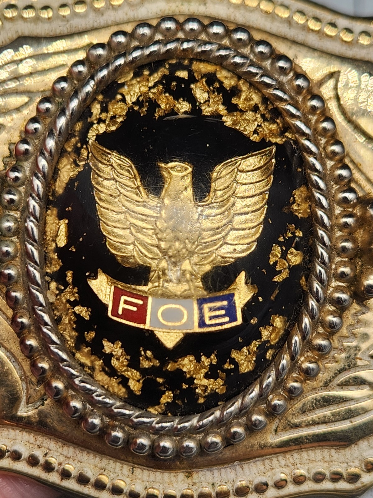 Fraternal Order Of Eagles “FOE” Belt Buckle- Missing Hinge- See Pictures