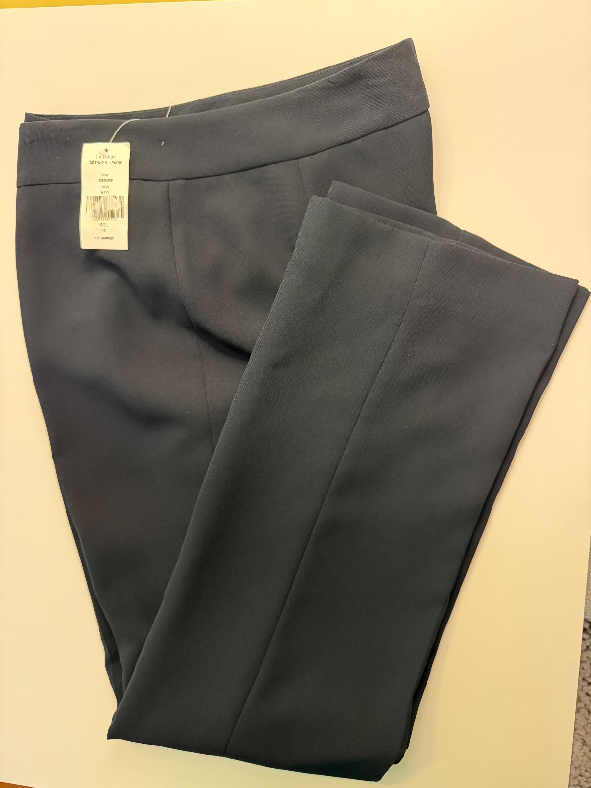NWT Tahari Arthur S. Levine Black Trousers Size 12 Straight Leg Dress Pants