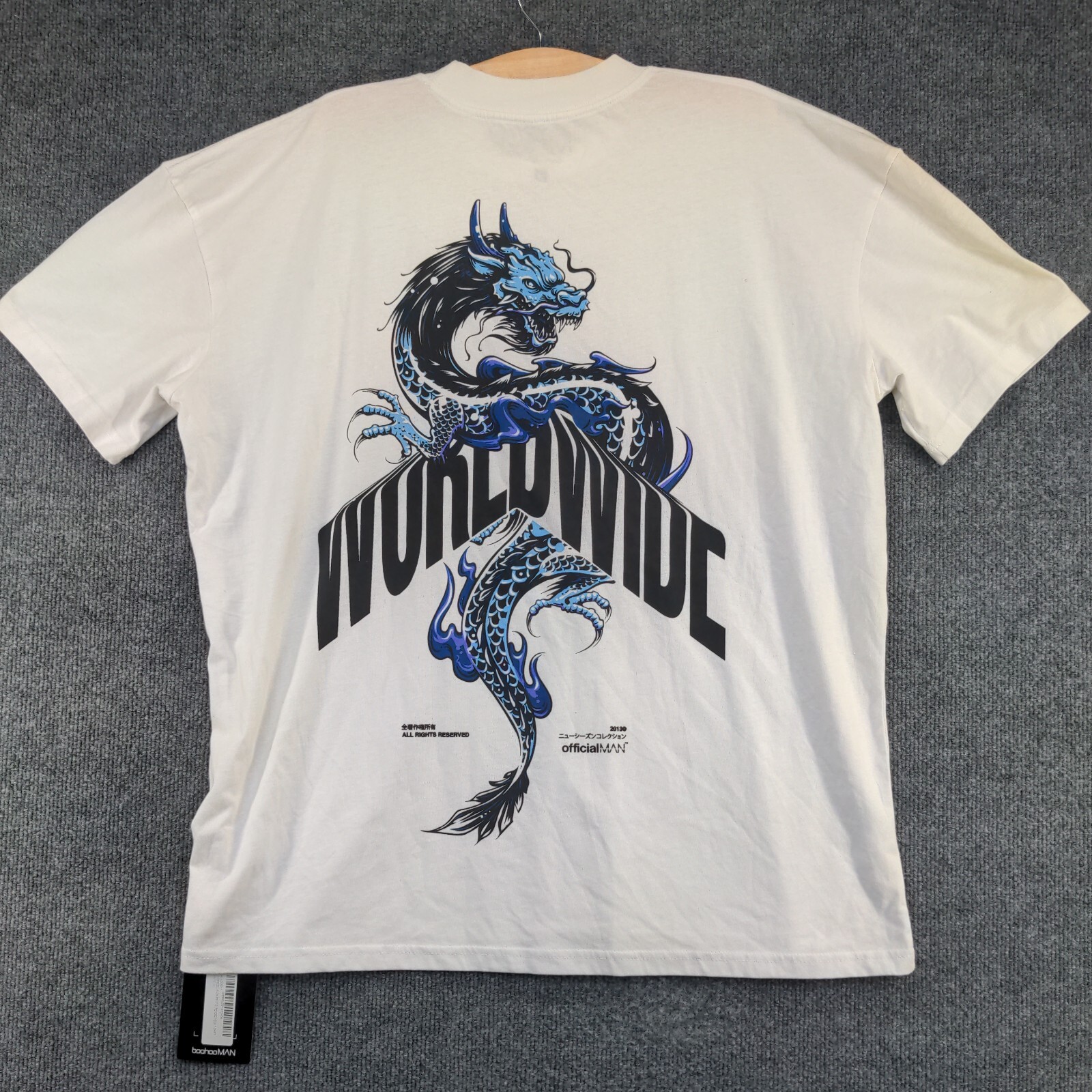 MAN BoohooMAN Worldwide Dragon Graphic T-Shirt White Medium Short Sleeve W/Tags