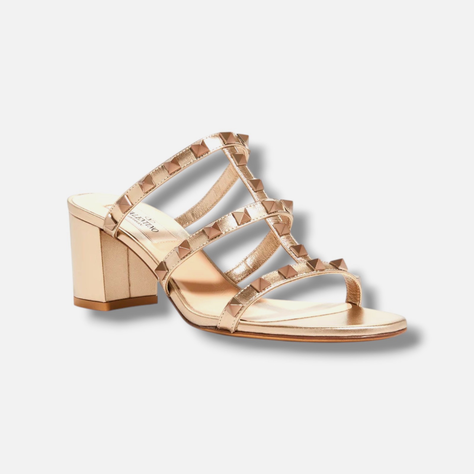 Valentino Garavani Women’s Gold Rockstud Slide Sandal Shoe Sizes L:40 R:40.5