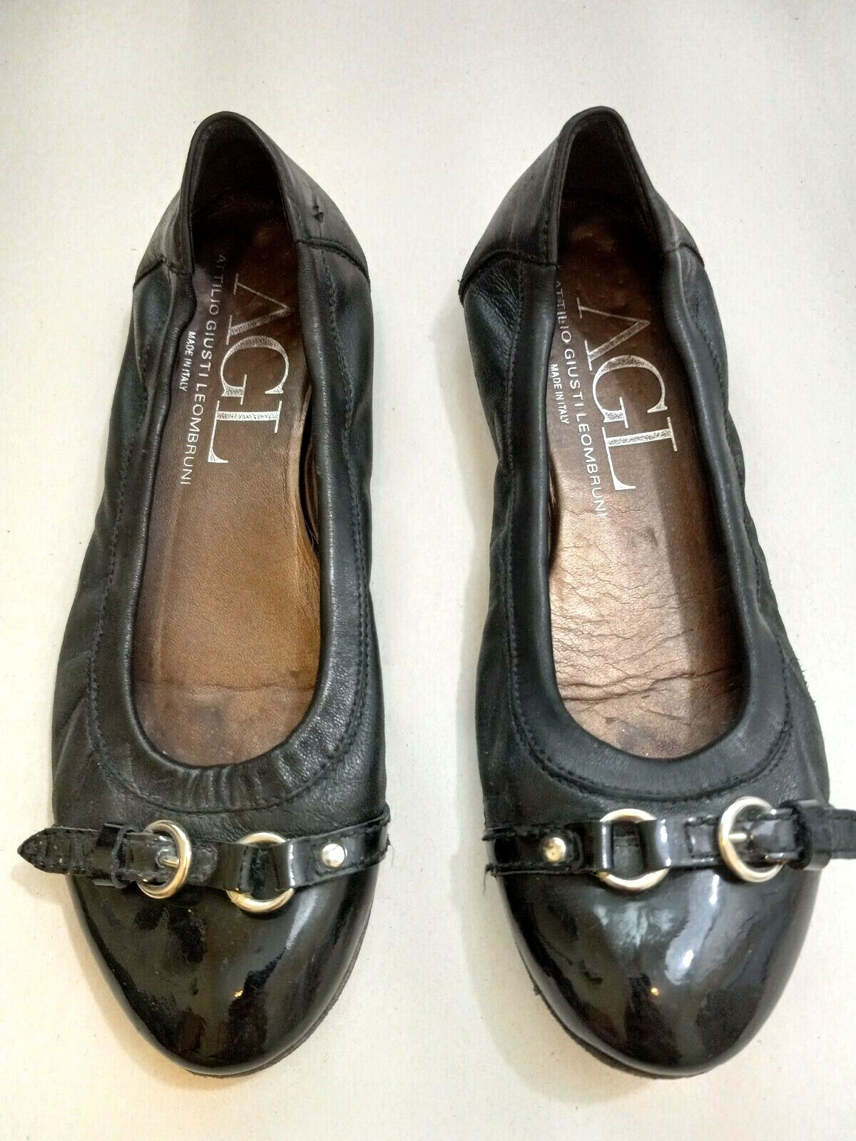 AGL Attilio Giusti Leombruni Women’s Black Leather Ballet Flats Size 38 US 8