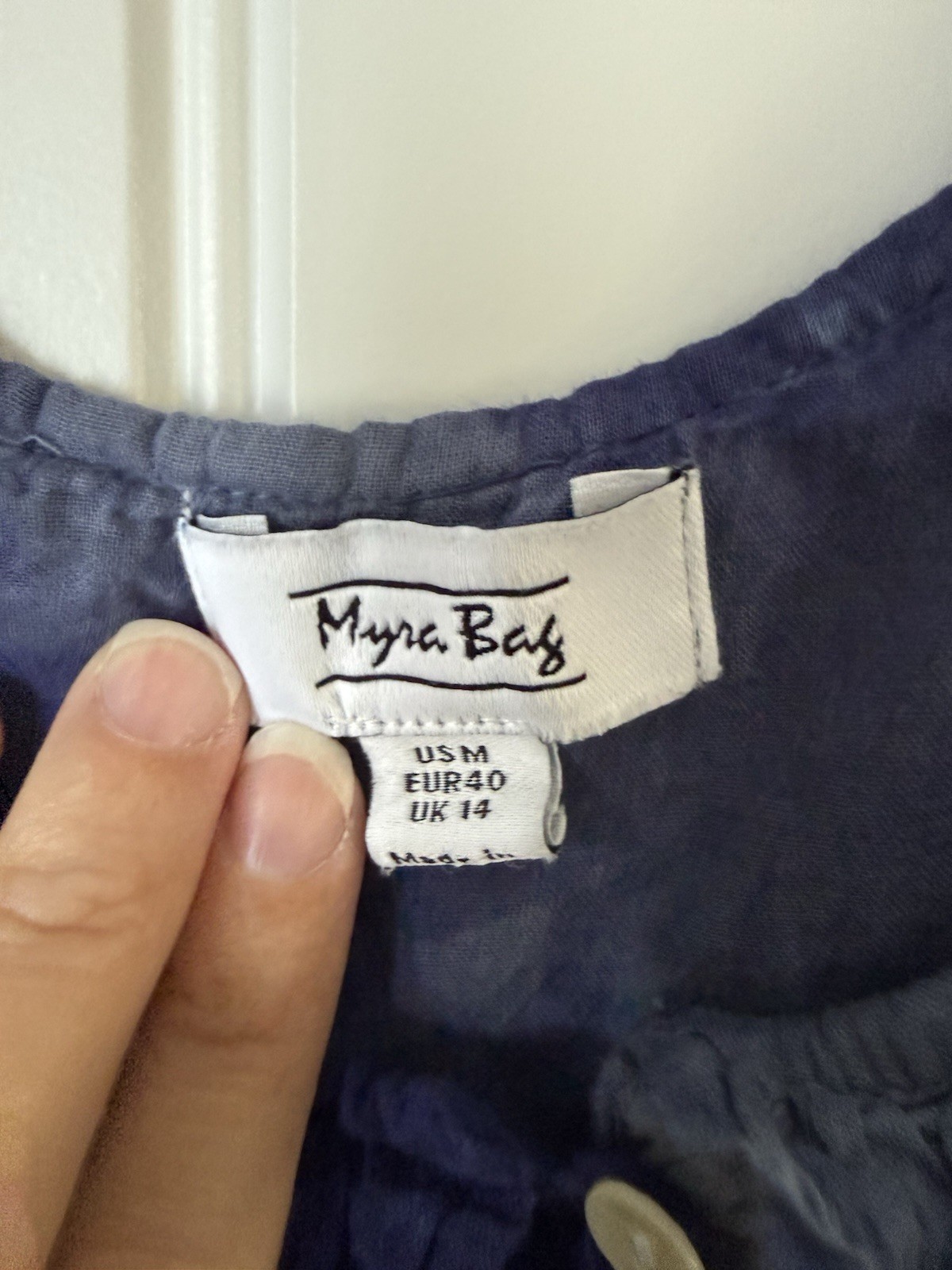 Myra Bay Blue Tie Dyed Gauzy Ruffle Hem Dress Size M Smocked Waist Boho