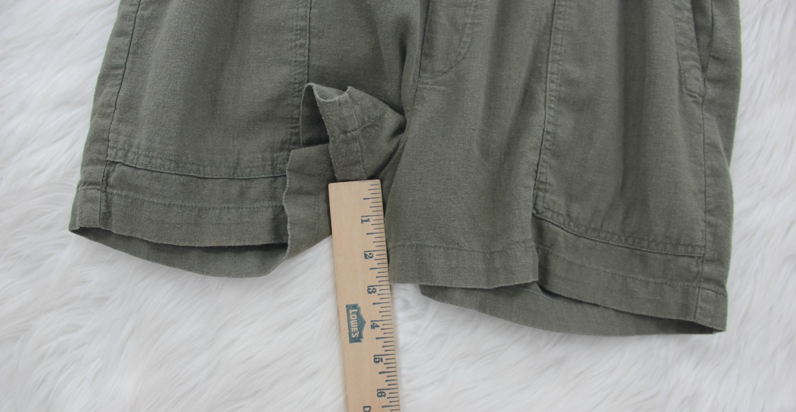 GAP Womens M Linen Blend Pull On Shorts Olive Green Casual Elastic Waist BEACH