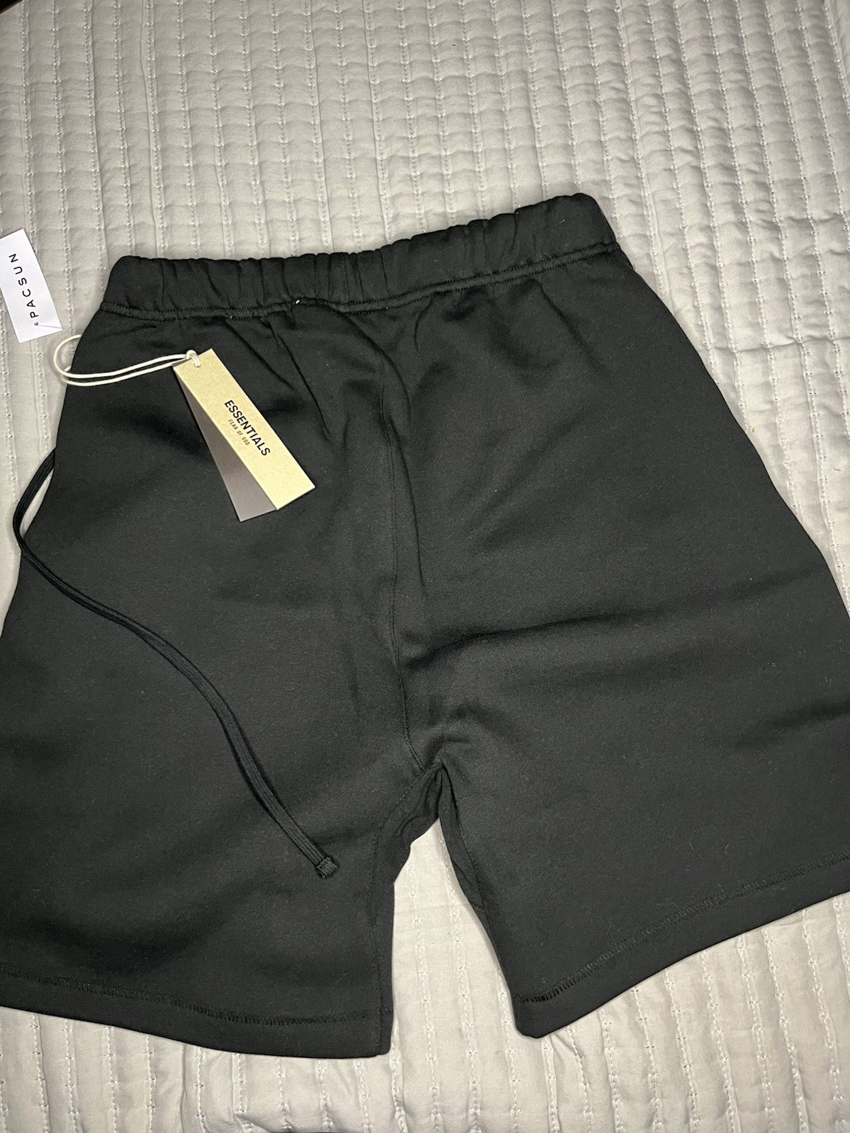 Essentials Fear of God Men’s Black Fleece Cotton Sweat Shorts Drawstring Logo M