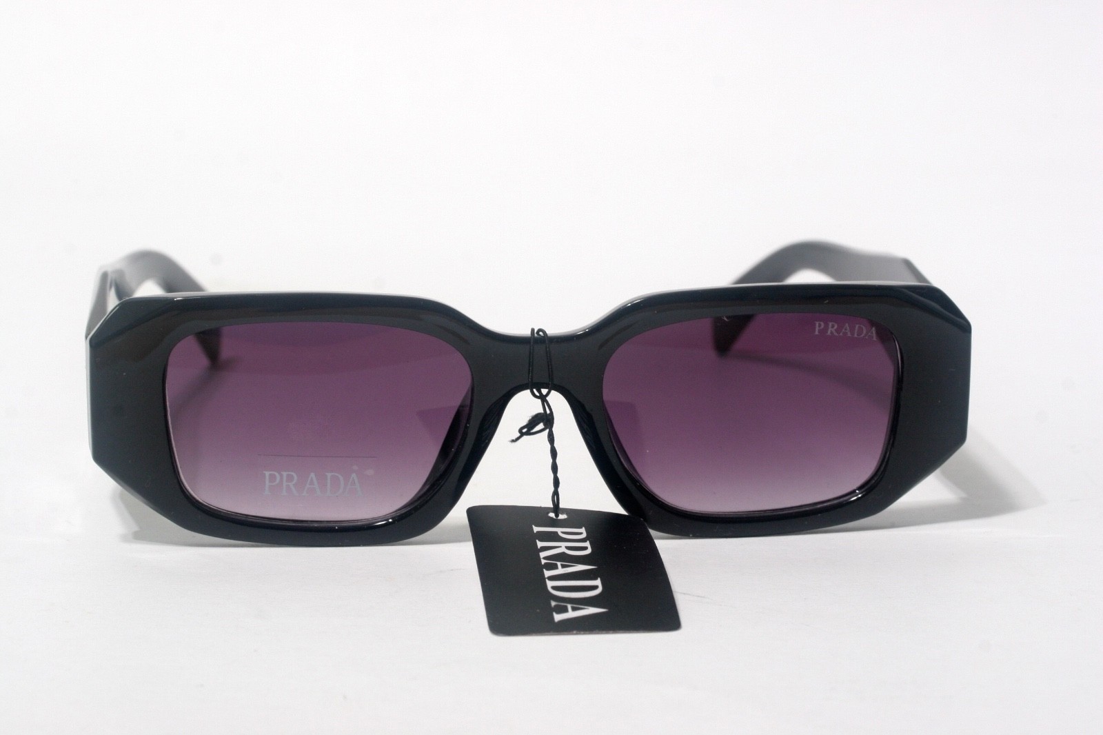 Prada Sunglasses Shiny Black/ Purple fade lenses, Big 150 mm Frame Width, Italy