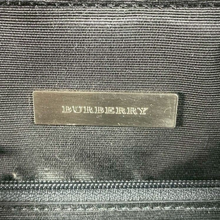 Burberry Nova Check Leather Canvas Handbag Black Beige Auth