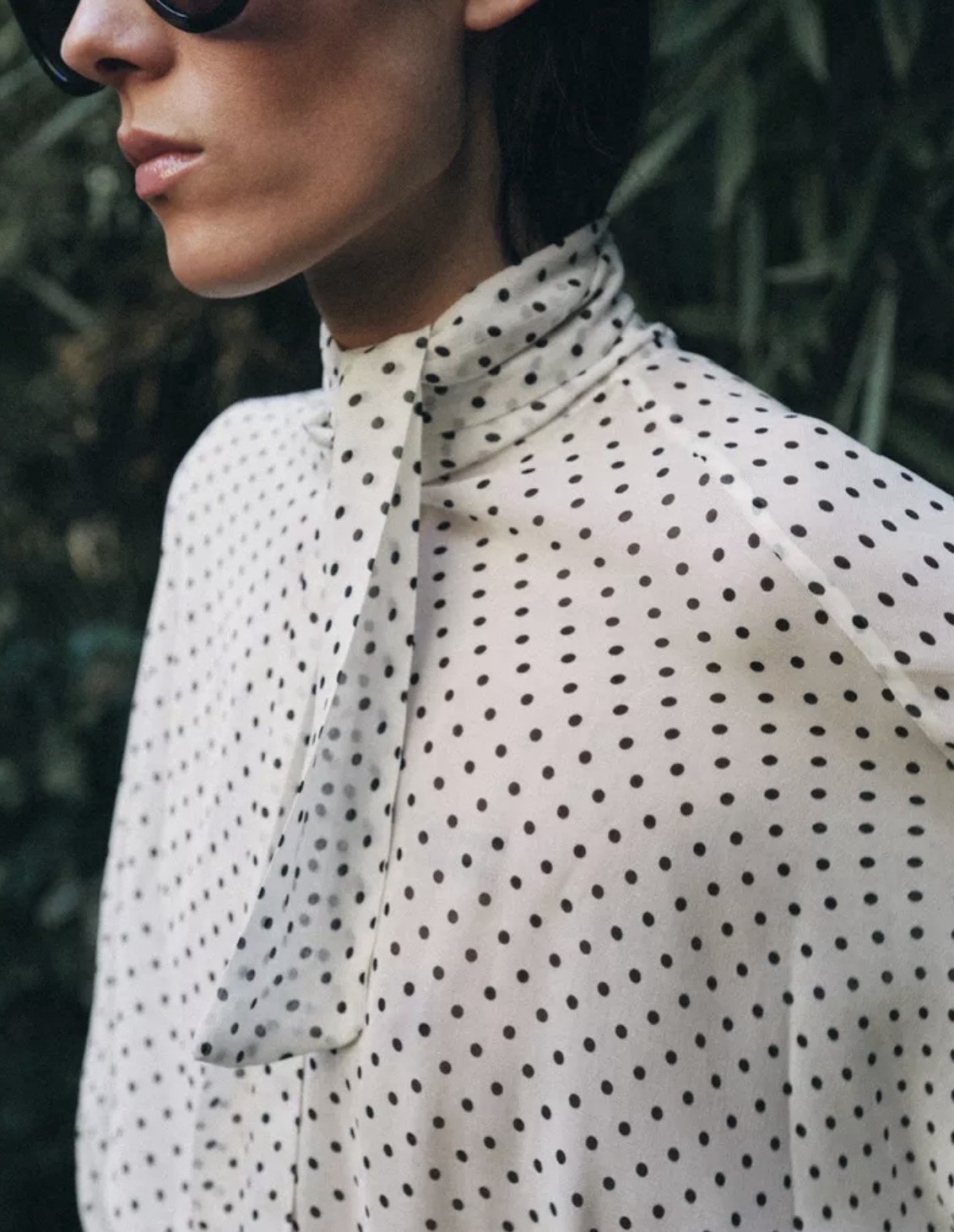 Zara ZW Collection Sheer Polka Dot Top Blouse Batwing Black White Copenhagen