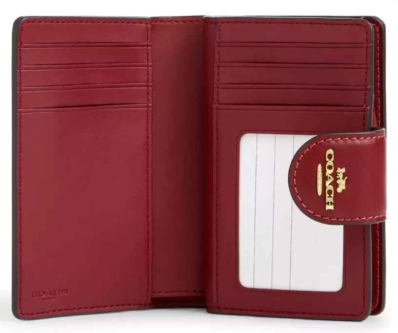 🍒Coach Medium Corner Zip Wallet CZ342 Signature Canvas w/Cherry Print NWT🍒